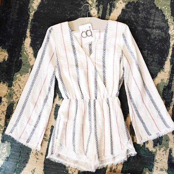 Moon River Pants - White Striped Romper